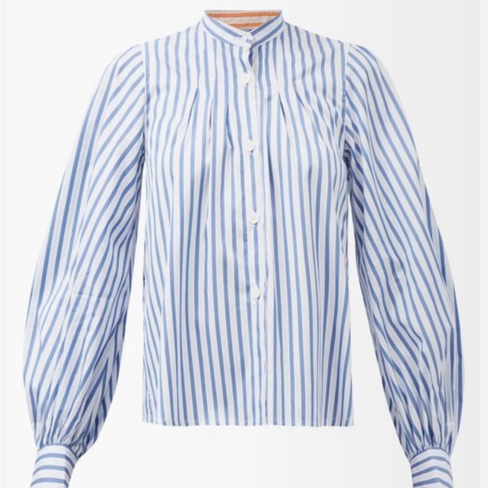 Blue and White Striped Blouse